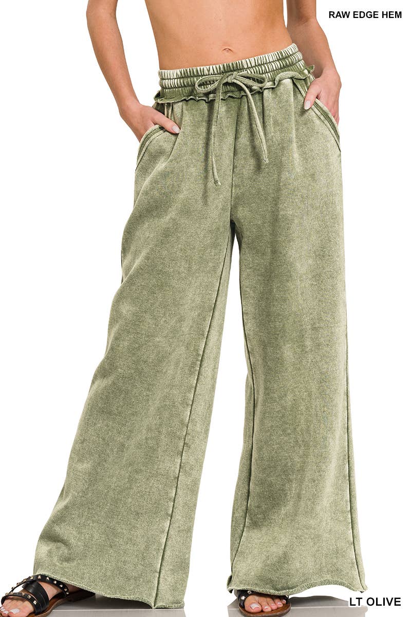 `Washed Sweatpants With Pockets - Zenana: DEEP CAMEL/ ASH MOCHA