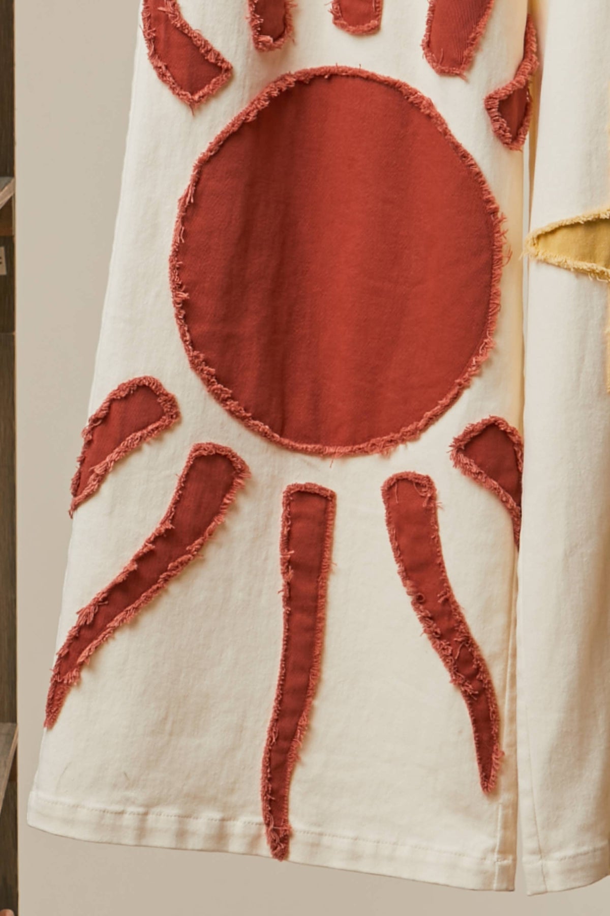 Sun Moon Star Patch Wide Pants: Cream