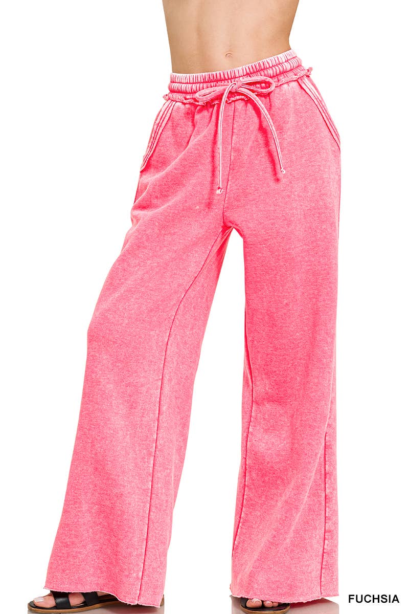 `Washed Sweatpants With Pockets - Zenana: DEEP CAMEL/ ASH MOCHA