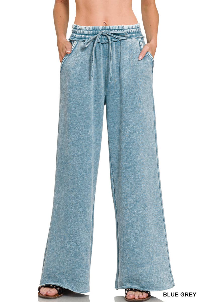 `Washed Sweatpants With Pockets - Zenana: DEEP CAMEL/ ASH MOCHA