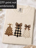 Leopard Christmas Tree ( DTF Graphic Print) T-Shirt: Ivory