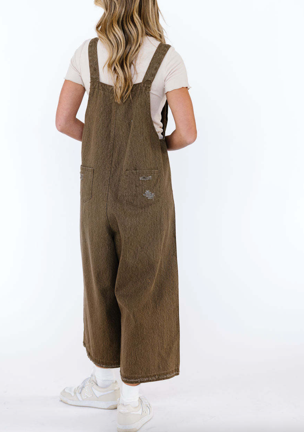 Women's Wide Leg Jumpsuit with Ripped Details Denim Overalls: Navy Blue / Contemporary