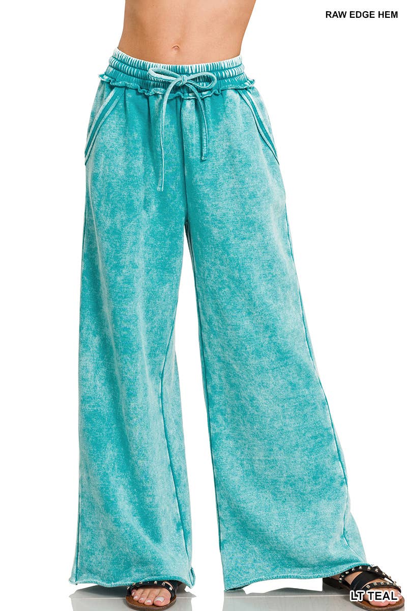 `Washed Sweatpants With Pockets - Zenana: DEEP CAMEL/ ASH MOCHA