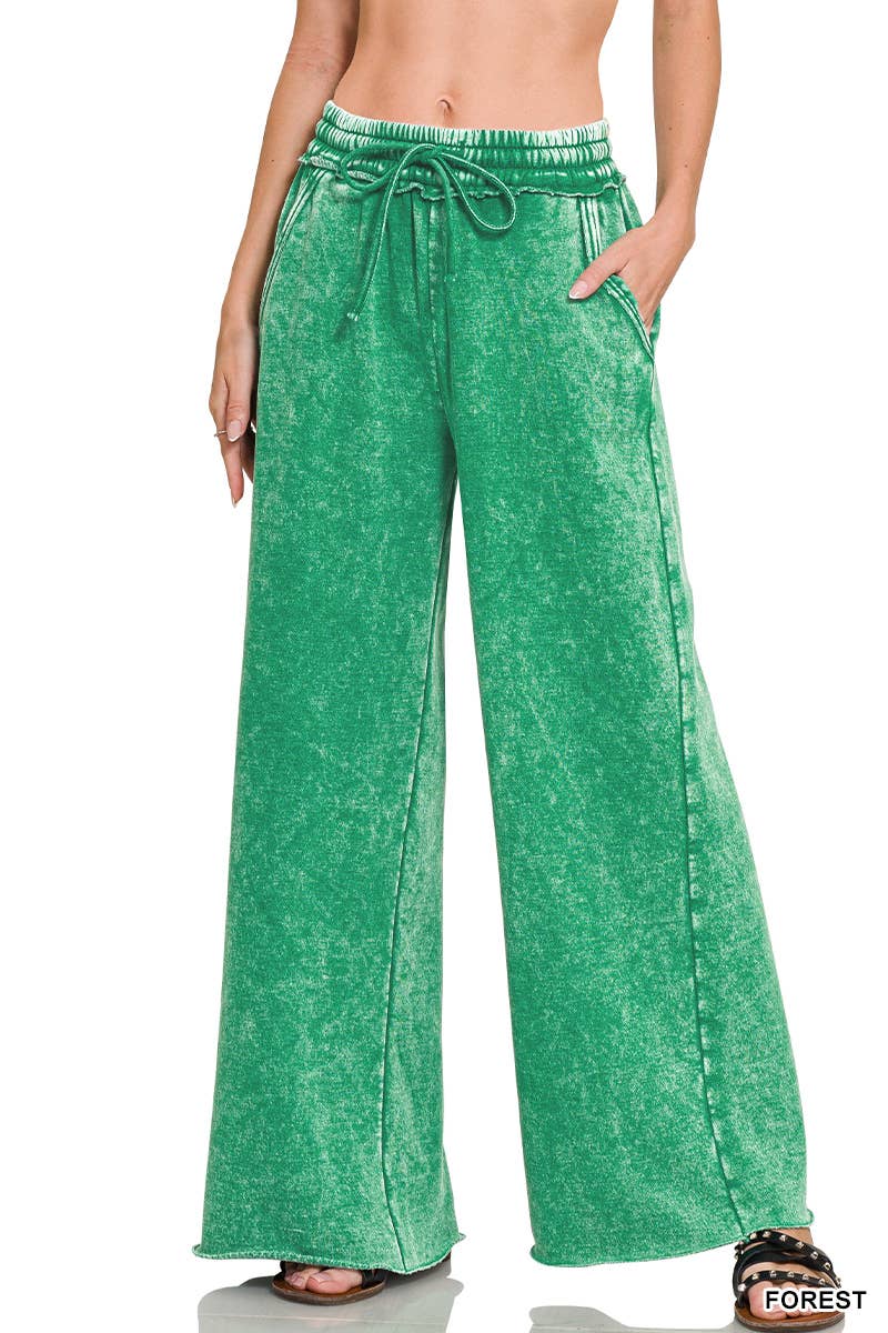 `Washed Sweatpants With Pockets - Zenana: DEEP CAMEL/ ASH MOCHA