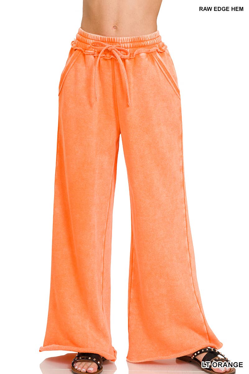 `Washed Sweatpants With Pockets - Zenana: DEEP CAMEL/ ASH MOCHA