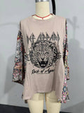 Printed Batwing Sleeve Loose Top: 2 / One_size