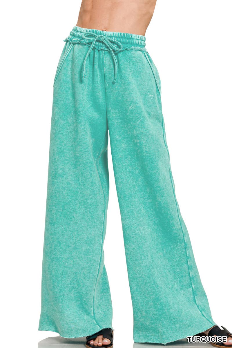 `Washed Sweatpants With Pockets - Zenana: DEEP CAMEL/ ASH MOCHA