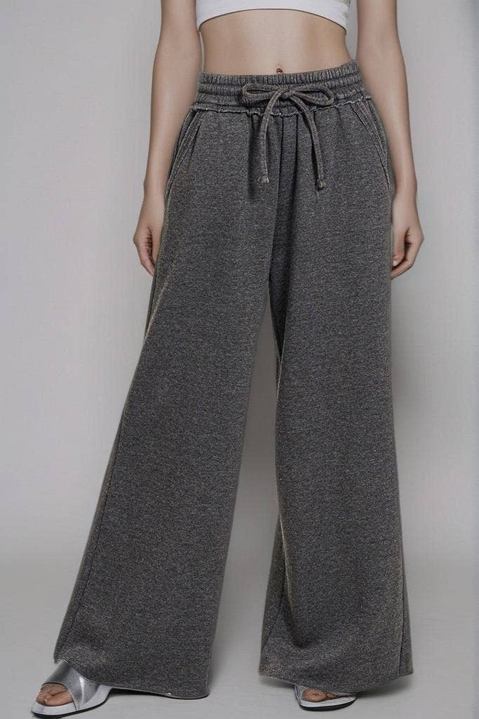 `Washed Sweatpants With Pockets - Zenana: DEEP CAMEL/ ASH MOCHA