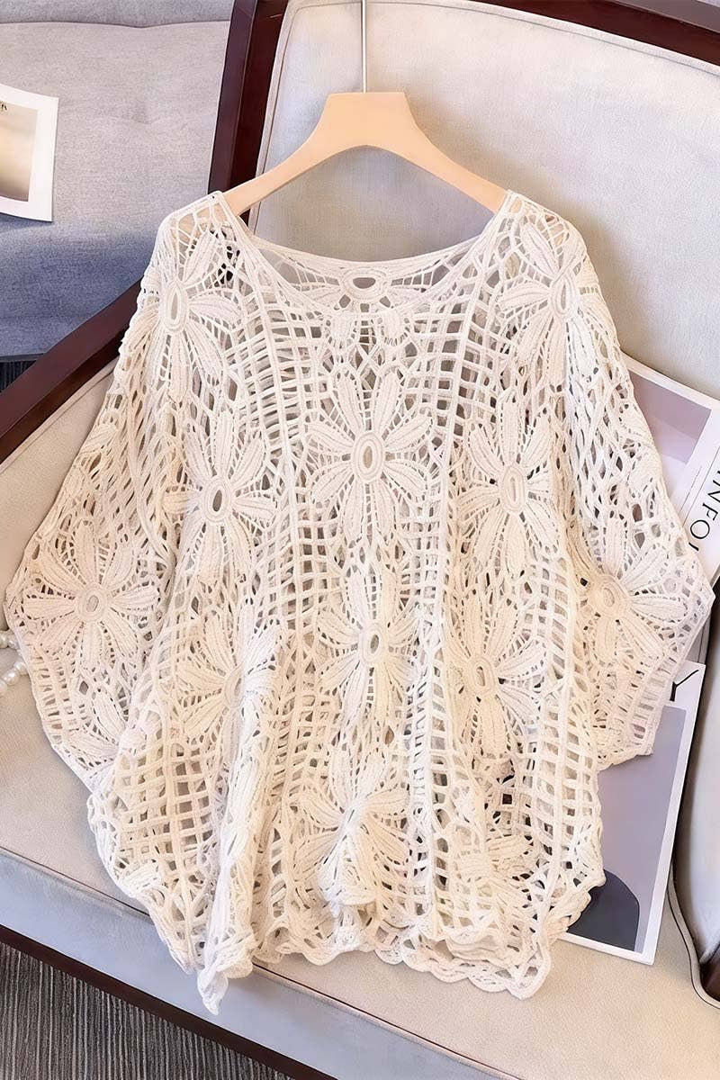 Elegant Knit Mesh Sweater: BEIGE / One Size