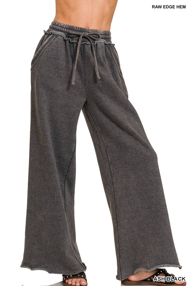 `Washed Sweatpants With Pockets - Zenana: DEEP CAMEL/ ASH MOCHA