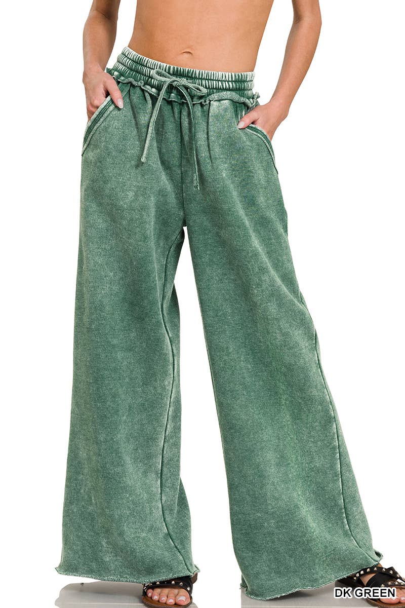 `Washed Sweatpants With Pockets - Zenana: DEEP CAMEL/ ASH MOCHA