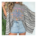 Printed Batwing Sleeve Loose Top: 7 / One_size