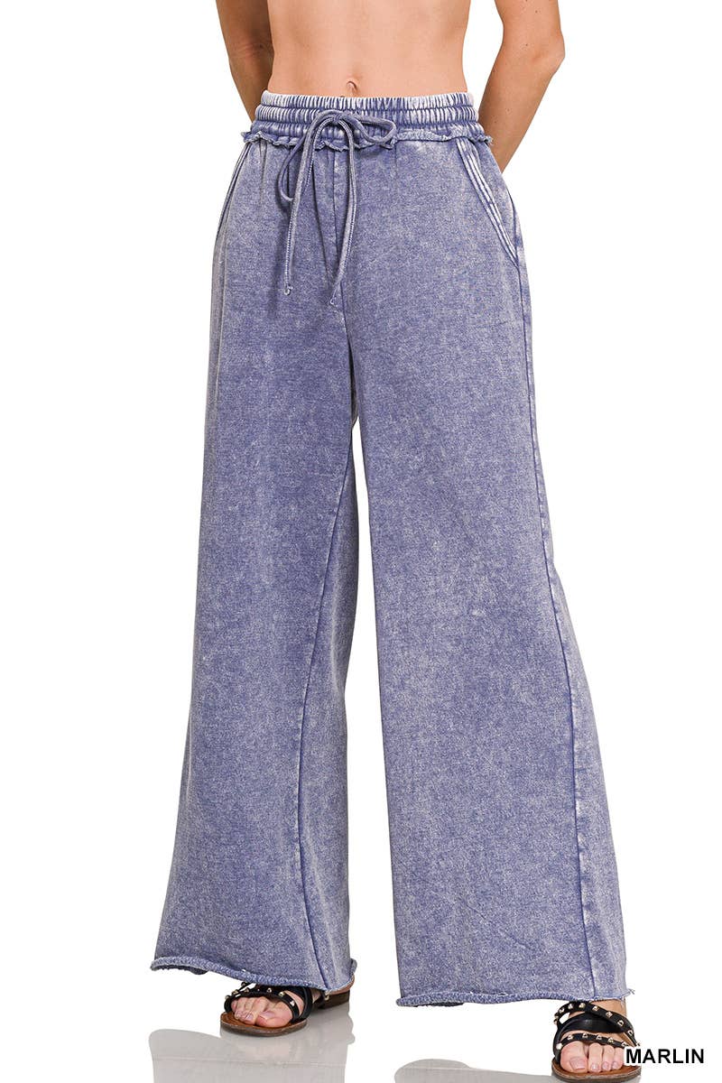 `Washed Sweatpants With Pockets - Zenana: DEEP CAMEL/ ASH MOCHA