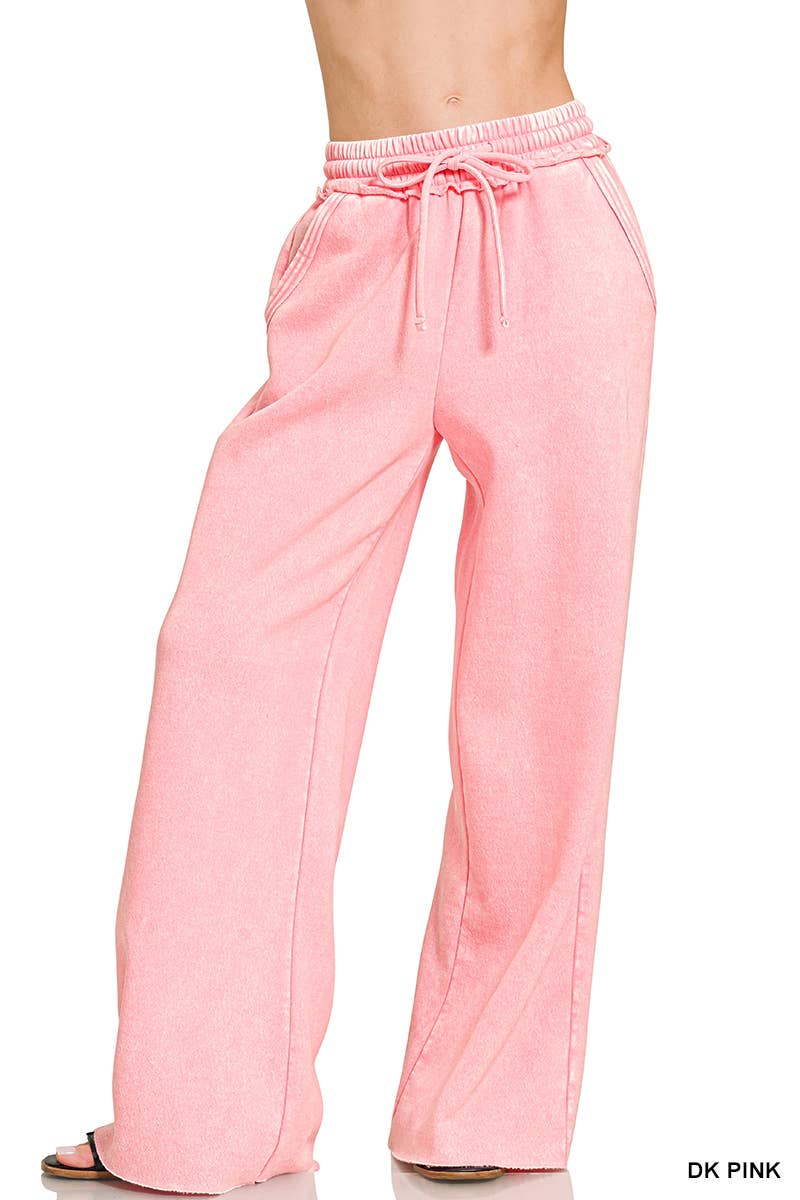 `Washed Sweatpants With Pockets - Zenana: DEEP CAMEL/ ASH MOCHA