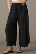 Lace Hem Wide Leg Pants