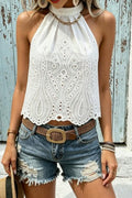 Cutout Halter Neck Crop Tank Top
