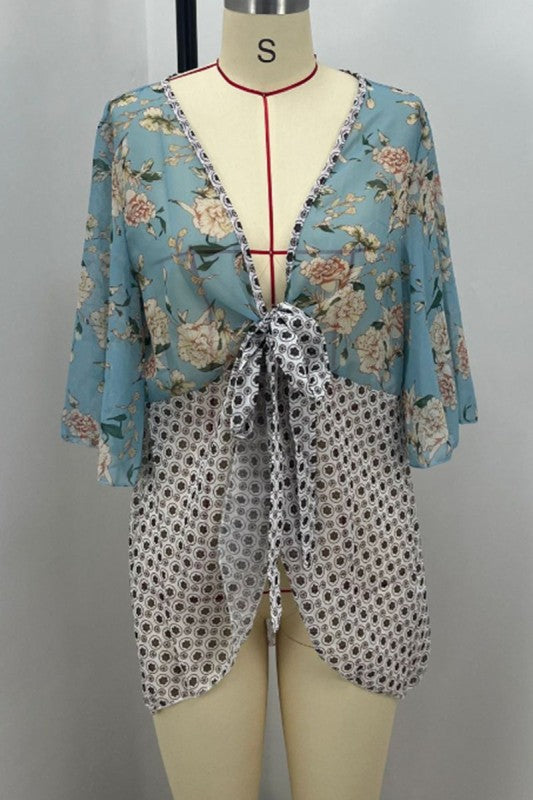 Tie Back Floral Kimono