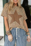 Leopard Print Studded Star Shirt