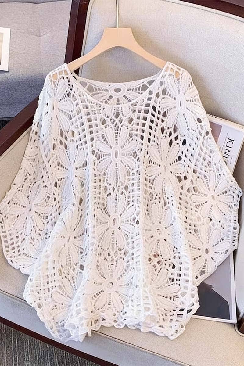 Elegant Knit Mesh Sweater: BEIGE / One Size
