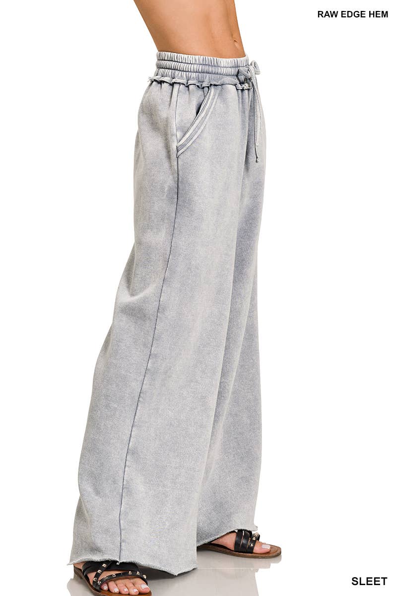 `Washed Sweatpants With Pockets - Zenana: DEEP CAMEL/ ASH MOCHA