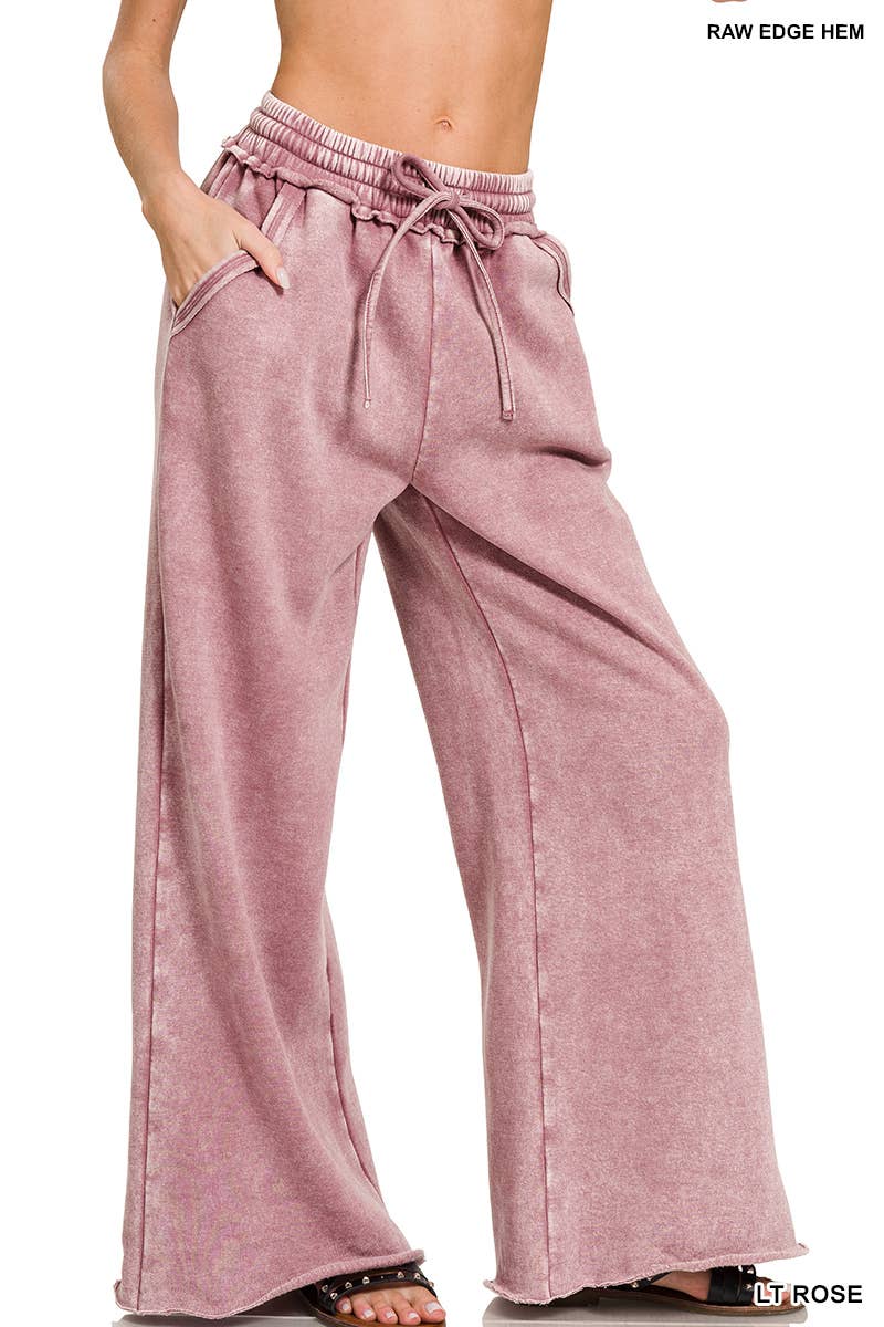 `Washed Sweatpants With Pockets - Zenana: DEEP CAMEL/ ASH MOCHA