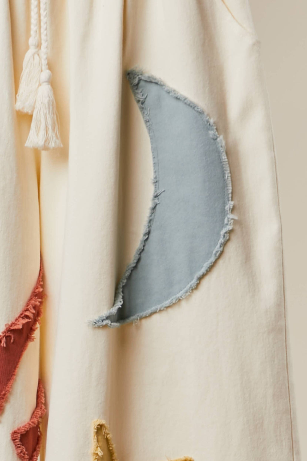 Sun Moon Star Patch Wide Pants: Cream