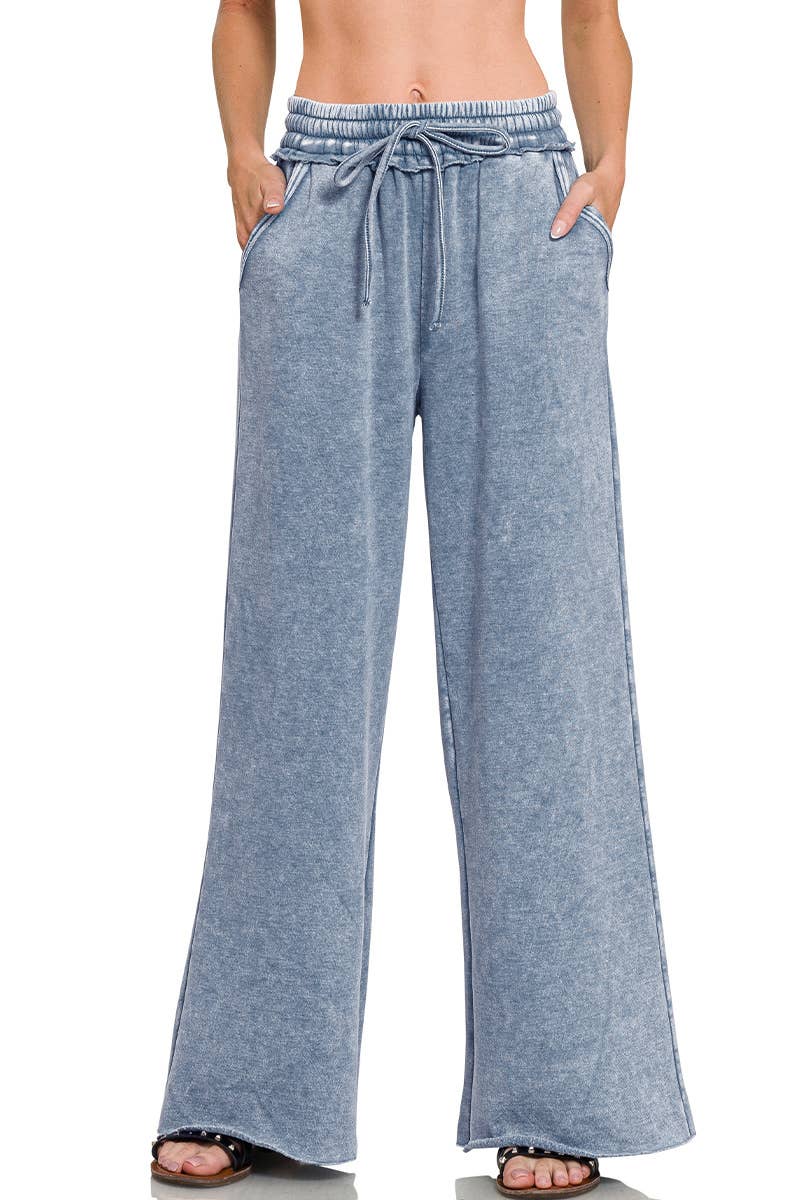 `Washed Sweatpants With Pockets - Zenana: DEEP CAMEL/ ASH MOCHA
