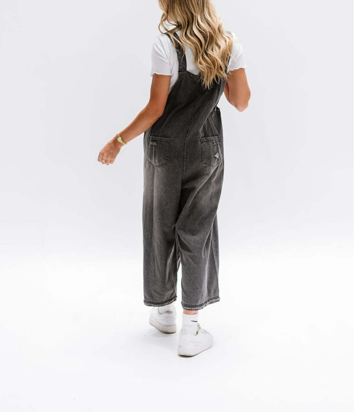 Women's Wide Leg Jumpsuit with Ripped Details Denim Overalls: Navy Blue / Contemporary