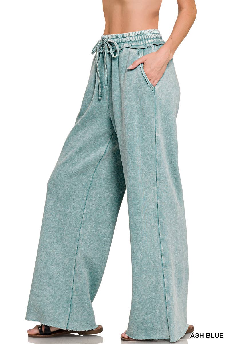 `Washed Sweatpants With Pockets - Zenana: DEEP CAMEL/ ASH MOCHA