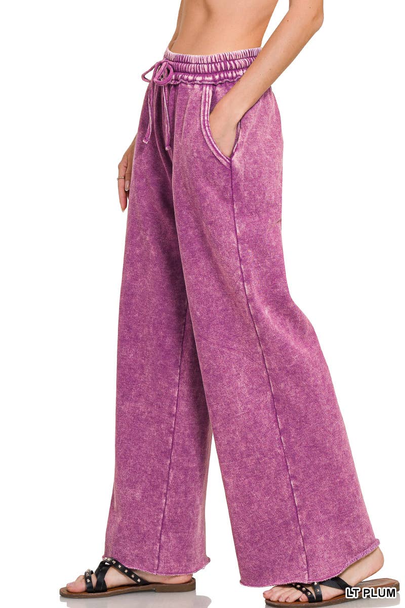 `Washed Sweatpants With Pockets - Zenana: DEEP CAMEL/ ASH MOCHA